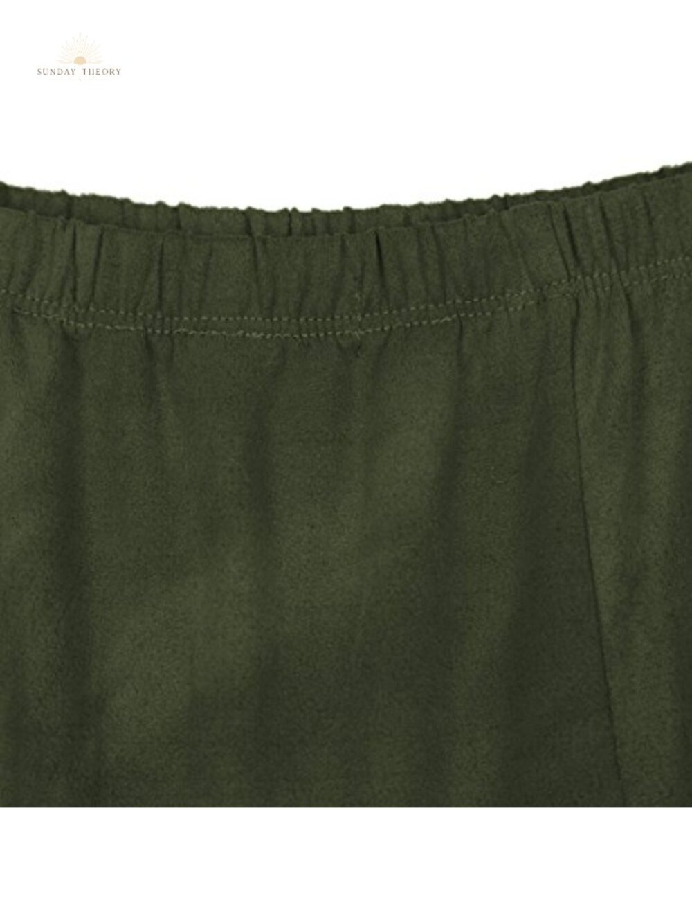 Faux Suede High Waisted A-Line Midi Skirt Pull-On Elastic Waist - Picture 3 of 5